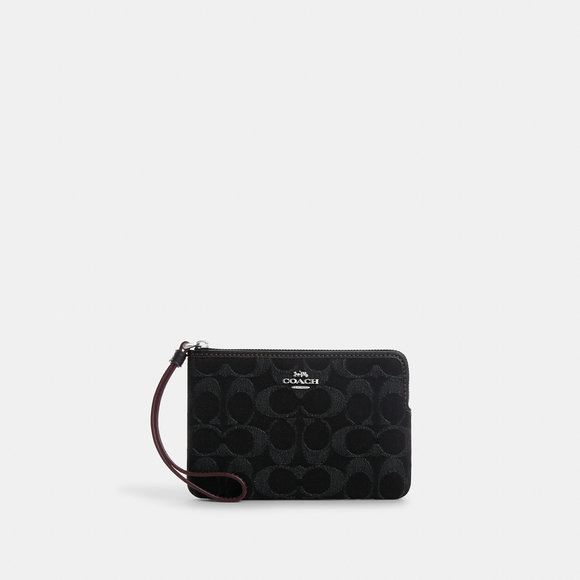 COACH Handbags - NWT Coach Outlet Corner Zip Wristlet In Signature Denim